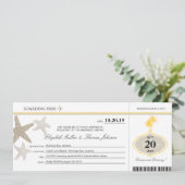 Sand Starfish Buttercreme Palm Tree Boarding Pass Einladung (Stehend Vorderseite)