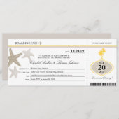 Sand Starfish Buttercreme Palm Tree Boarding Pass Einladung (Vorne/Hinten)