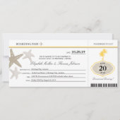Sand Starfish Buttercreme Palm Tree Boarding Pass Einladung (Vorderseite)