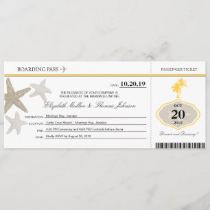 Sand Starfish Buttercreme Palm Tree Boarding Pass Einladung