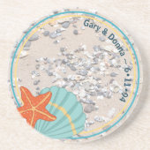 Sand, Starfish und Seashell Getränkeuntersetzer (Vorne)