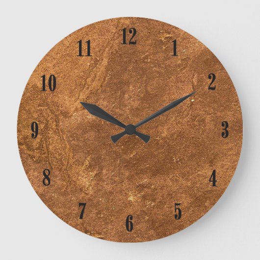 Sand Stone with Black Numbers Wall Clock Große Wanduhr (Vorderseite)