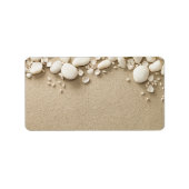 Sand, Strand-Hintergrund mit Muscheln und Steine Adressaufkleber (Vorne)