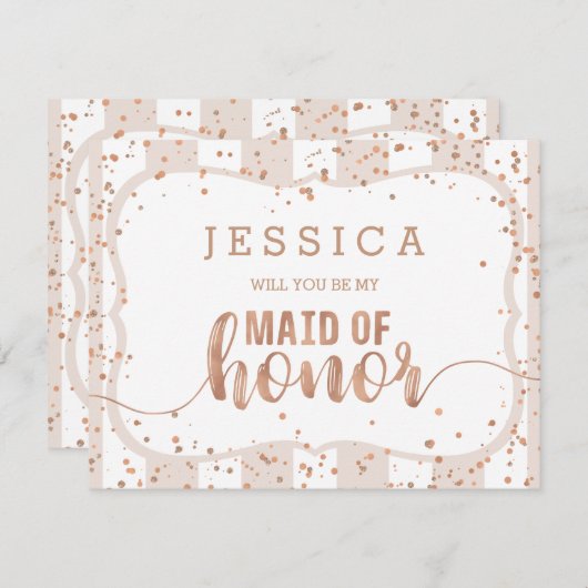 Sand Stripe Rose Gold werden Sie meine Trauzeugin Einladung (Vorne/Hinten)