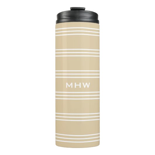 Sand Stripes Custom Monogram Tumbler Thermosbecher (Vorderseite)