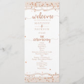 Sand Stripes & Rose Gold Confetti Hochzeitsprogram Programm (Vorderseite)