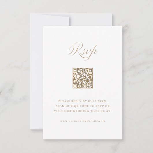 Sand Stylish Calligraphy Wedding QR Code RSVP Karte (Vorderseite)