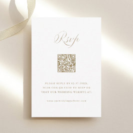 Sand Stylish Calligraphy Wedding QR Code RSVP Karte