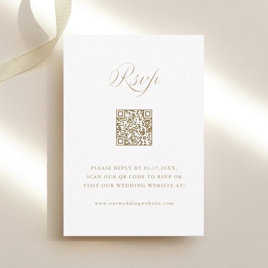 Sand Stylish Calligraphy Wedding QR Code RSVP Karte