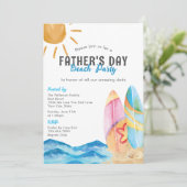 Sand Sun & Surf Fun Vatertag Beach Party Einladung (Stehend Vorderseite)