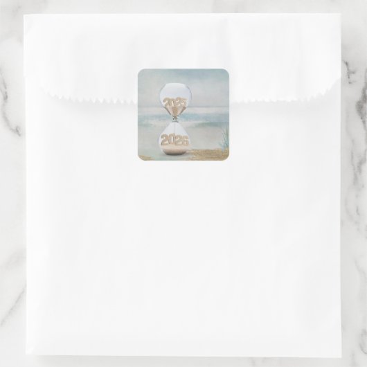 Sand Timer 2025 Quadratischer Aufkleber (Tasche)