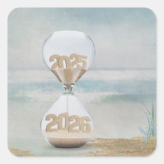Sand Timer 2025 Quadratischer Aufkleber (Vorderseite)