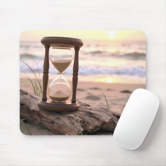 Sand-Timer auf Strand-Treibholz Mousepad (Mit Mouse)