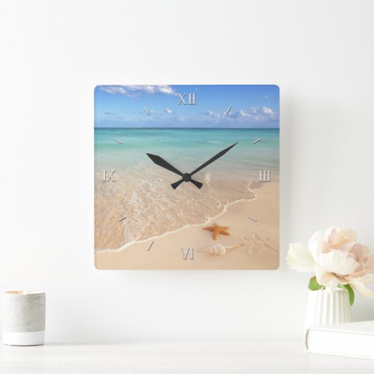 Sand u. Meer Quadratische Wanduhr (Zuhause)