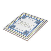 Sand und blaue kleine Hausnummer Fliese (Seite)