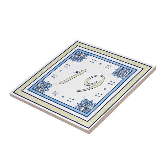 Sand und Blue Big House Nummer Fliese (Seite)