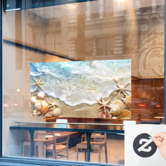 Sand und Meer Fensteraufkleber (Café-Fenster)
