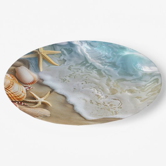 Sand und Meer Pappteller (Schrägansicht)