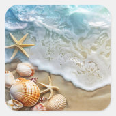 Sand und Meer Quadratischer Aufkleber (Vorderseite)