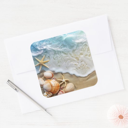 Sand und Meer Quadratischer Aufkleber (Umschlag)
