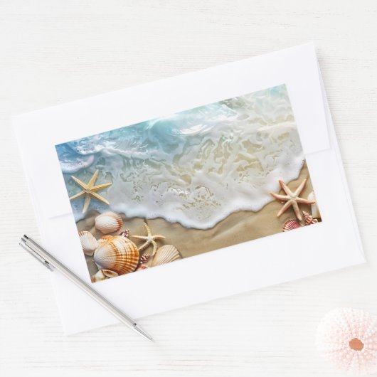 Sand und Meer Rechteckiger Aufkleber (Umschlag)