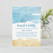 Sand und Meerbrunch und Bubbly Einladung (Stehend Vorderseite)