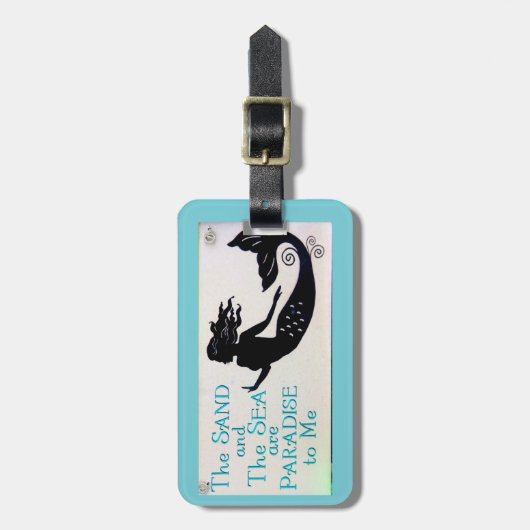 Sand und Meerjungfrau Gepäckanhänger (Vorderseite vertikal)