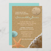 Sand und Muscheln Beach Geburtstagsparty Einladung (Vorne/Hinten)