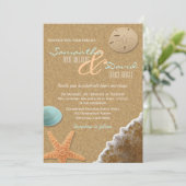 Sand und Muscheln Beach Hochzeitseinladung Einladung (Stehend Vorderseite)