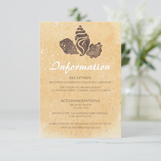 Sand und Muscheln/Beach-Hochzeitskarte Begleitkarte (Stehend Vorderseite)