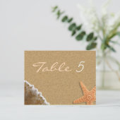 Sand und Muscheln Beach Thema Hochzeit Tischnummer (Stehend Vorderseite)