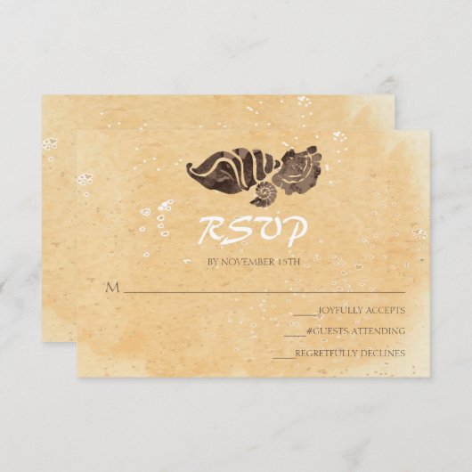 Sand und Muscheln/Beach Wedding UAWG RSVP Karte (Vorne/Hinten)