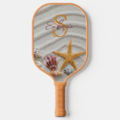 Sand und Muscheln Monogramm Paddel Pickleball Schläger (Vorderseite)