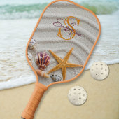 Sand und Muscheln Monogramm Paddel Pickleball Schläger