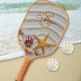 Sand und Muscheln Monogramm Paddel Pickleball Schläger