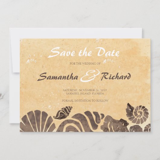Sand und Muscheln/Strand Hochzeiten Save the Date (Vorderseite)