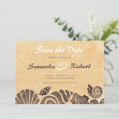 Sand und Seashells/Beach Wedding Save the Date (Stehend Vorderseite)