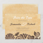 Sand und Seashells/Beach Wedding Save the Date (Vorne/Hinten)