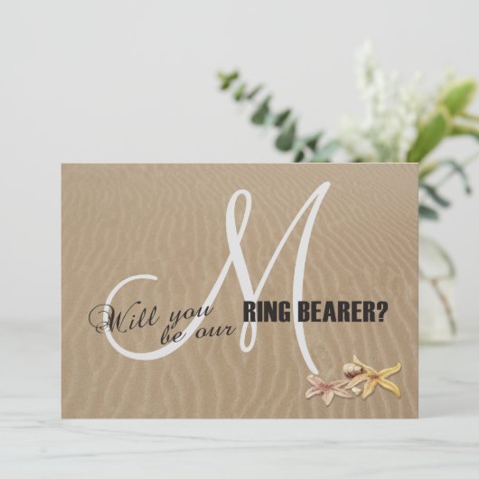 Sand und Starfish Beach Monogram Ring Träger (Stehend Vorderseite)