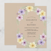 Sand-Veilchen-Wildblumen-Hochzeit Einladung (Vorne/Hinten)