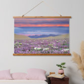 Sand Verbena & Dune Primrose Wildblumen bei Sunset Wandteppich Mit Holzrahmen (Schlafzimmer)