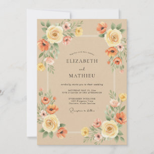 Sand-Warmer Herbstblumen-Hochzeit Einladung