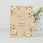 Sand-Warmer Herbstblumen-Hochzeit Einladung (Stehend Vorderseite)