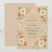 Sand-Warmer Herbstblumen-Hochzeit Einladung (Vorne/Hinten)
