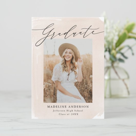 Sand Watercolor Wash 4 Foto Abschluss Ankündigung (Stehend Vorderseite)