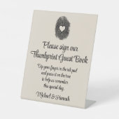 Sand Wedding Thumbprint Gästebuch Empfang Table Sockelschild (Vorderseite)