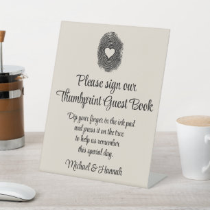 Sand Wedding Thumbprint Gästebuch Empfang Table Sockelschild
