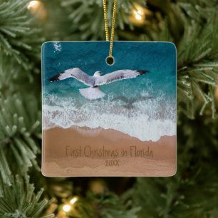 Sand Writing Beach Unsere ersten Weihnachten in Fl Keramikornament