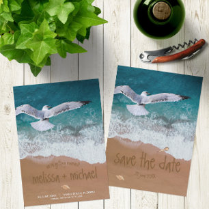 Sand Writing Coastal Beach Hochzeit in Urlaubsort Save The Date
