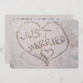 Sand Writing Just Married Anuncement Party Einladung (Vorne/Hinten)